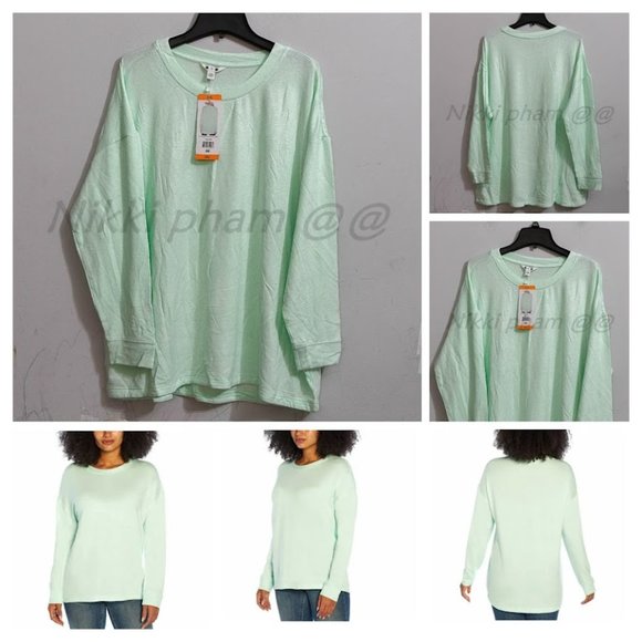 NWT Three Dots Ladies' Speckled Pullover in Mint - Picture 1 of 5